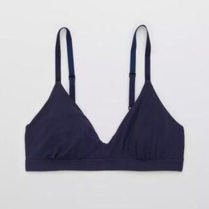 NWT Aerie Women’s Modal Ribbed Triangle Bralette Navy Blue Size Small